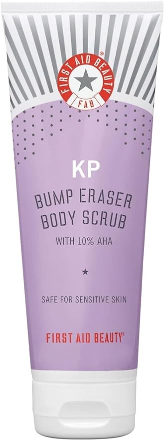 First Aid Beauty KP Bump Eraser Body Scrub Exfoliant for Keratosis Pilaris with 10% AHA – 8 oz