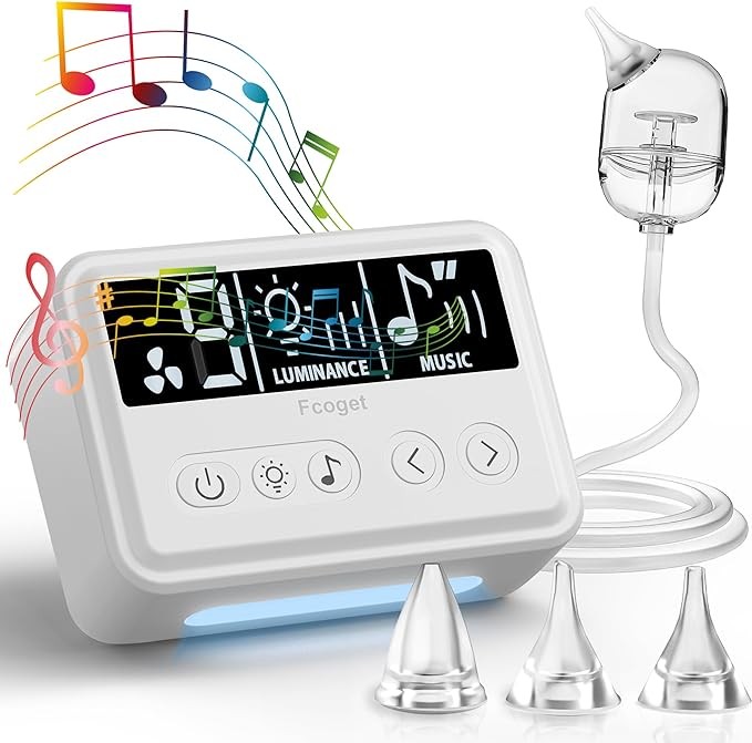 Fcoget Baby Nasal Aspirator with Powerful Adjustable 9 Level Suction, Electric Nasal Suction, Rechargeable, with Night Light and Nursery Rhymes Soothing