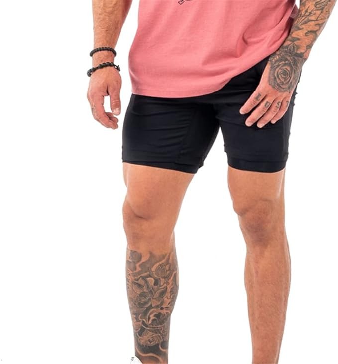 ITEMTO Mens 7'' Cross-Training Workout Gym Shorts Quick Dry Athletic Running Shorts with Zipper Pockets