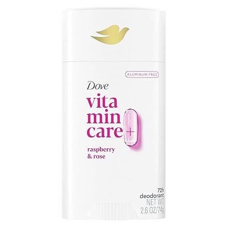 Dove VitaminCare+ Aluminum Free Deodorant Stick Raspberry & Rose for 72H Odor Protection Breathable Deodorant for Women 2.6 oz