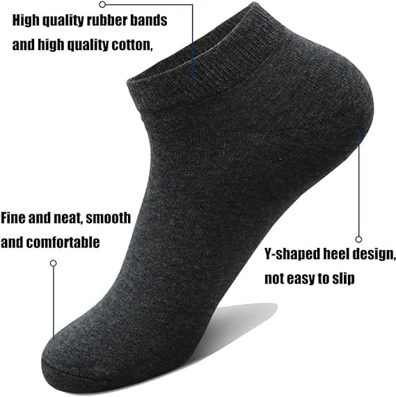 Light up in the Dark 10 Pairs Ankle Socks No Show Sock Low-Cut Athletic Men Women Cotton Socks