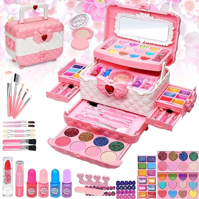 Kids Makeup Kit for Girl - Kids Makeup Kit Toys for Girls,Play Real Makeup Girls Toys,Washable Make Up for Little Girls,Non Toxic Toddlers Cosmetic for Children Age 3-12 Years Old,Teen