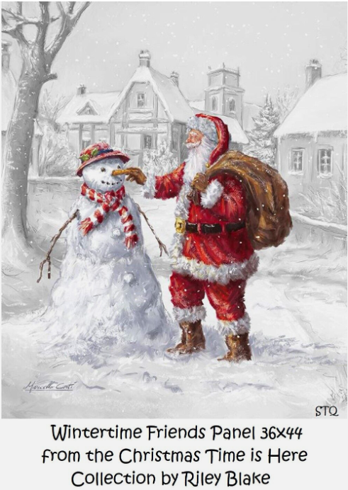 Wintertime Friends Panel 36x44 cotton quilt fabric Riley Blake Christmas is Here