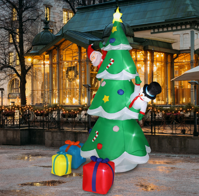 8FT Inflatable Christmas Tree Snowman Santa Claus +LED Lights Outdoor Yard Decor